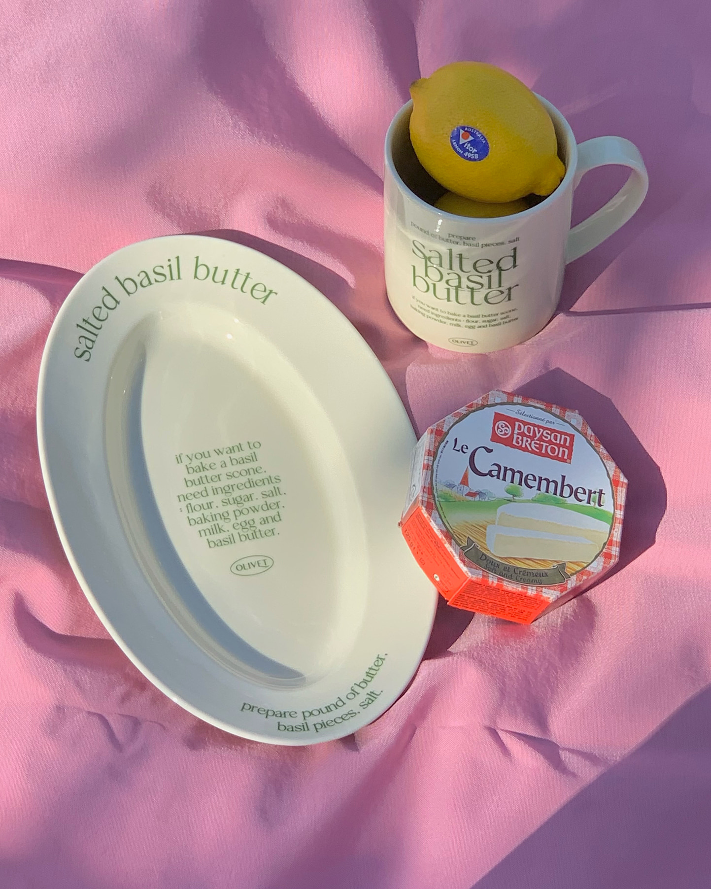 salted basil butter mug &amp; pasta plate