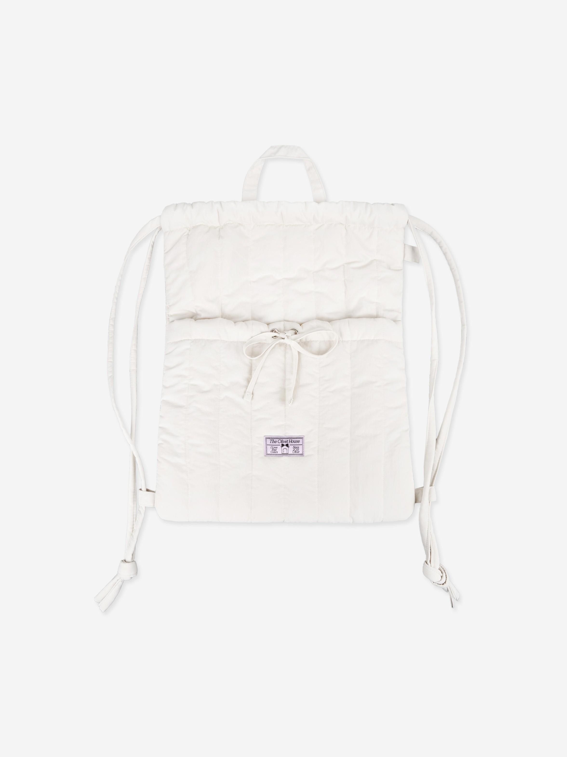 padded ribbon string bag (white)