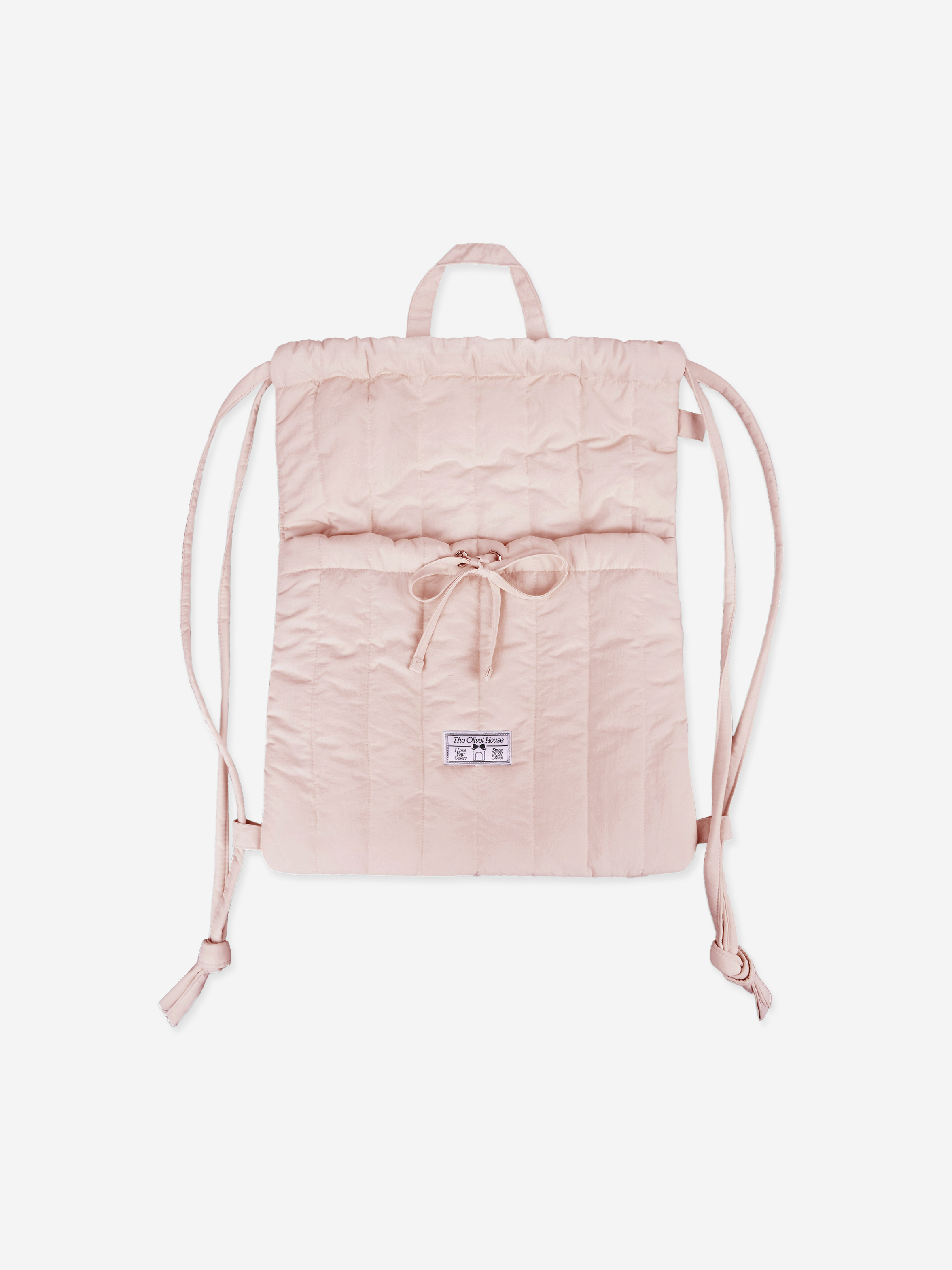 Padded ribbon string bag (baby pink)