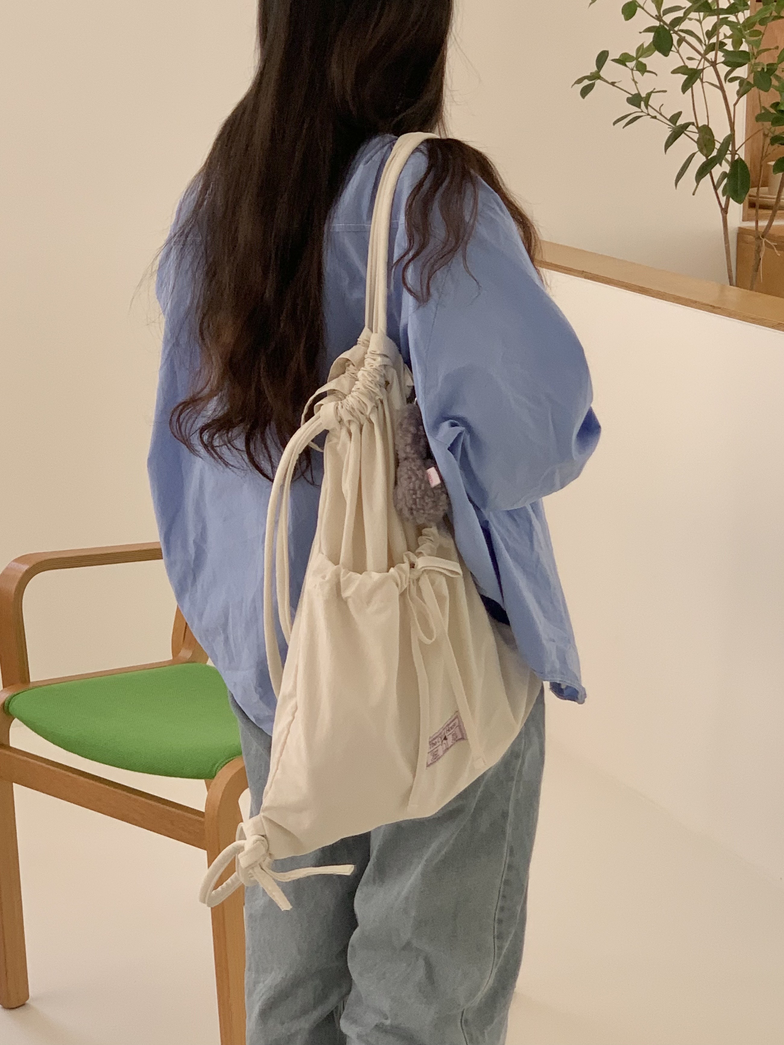 (5/31 배송) ribbon string bag (milk)