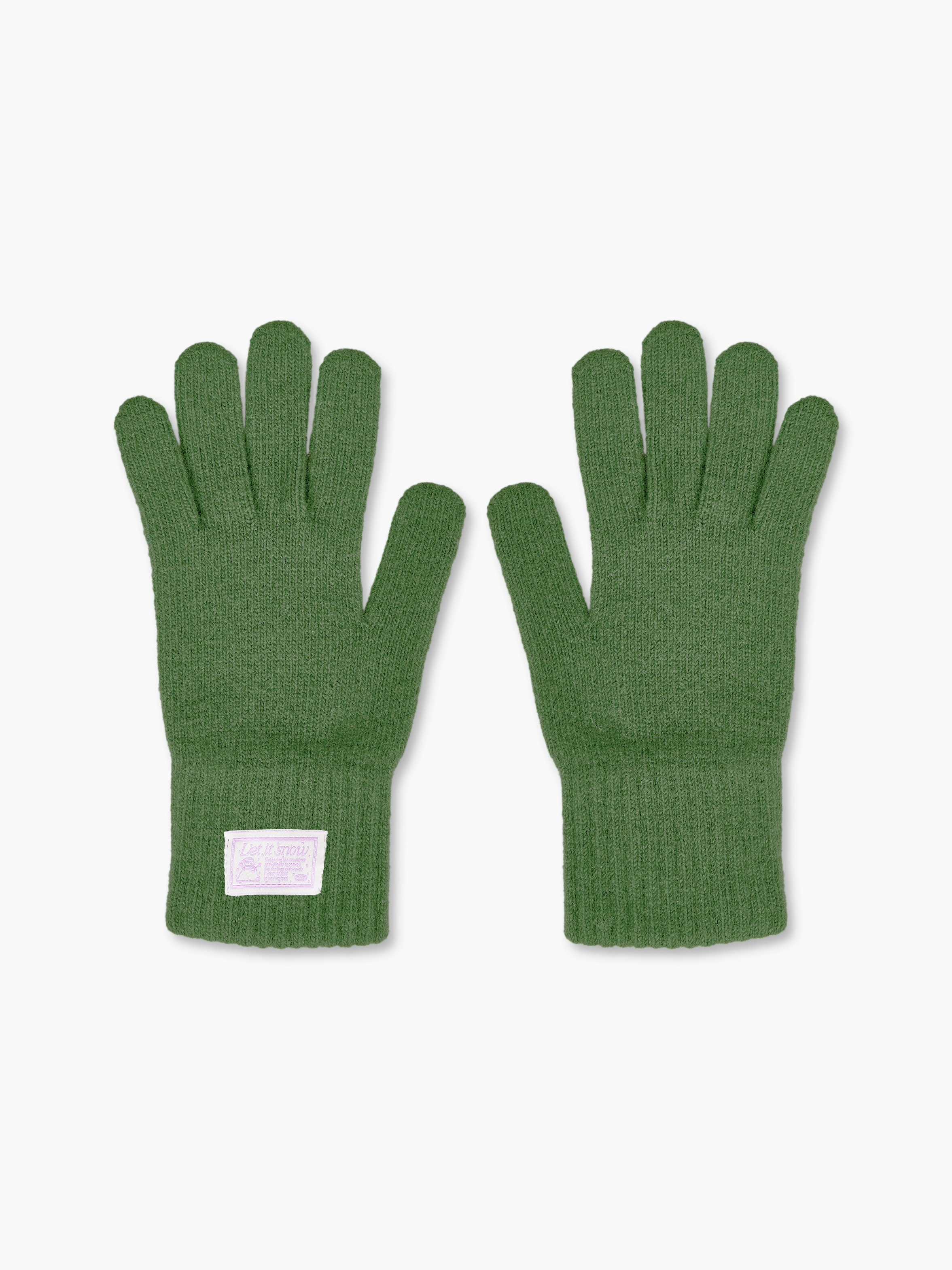 let it snow label gloves (green)