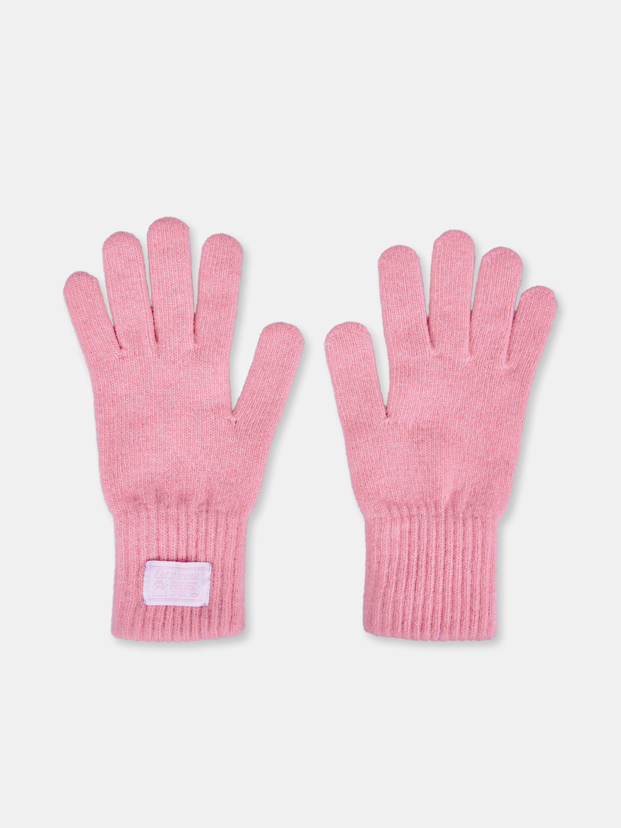 let it snow label gloves (pink)